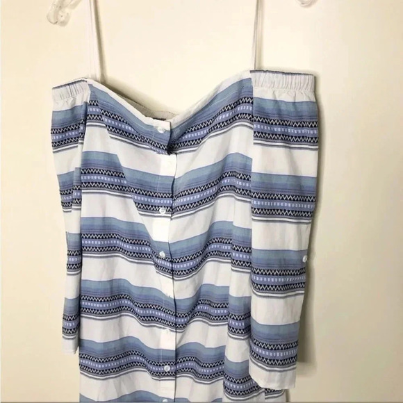 Bella Dahl Off the Shoulder Blue Striped Dress Anthropologie Sz Small - Picture 5 of 7